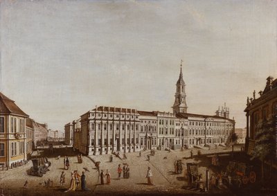 Vista de Castle Street y la Plaza Fiaker, Potsdam, 1773 de Johann Friedrich Meyer